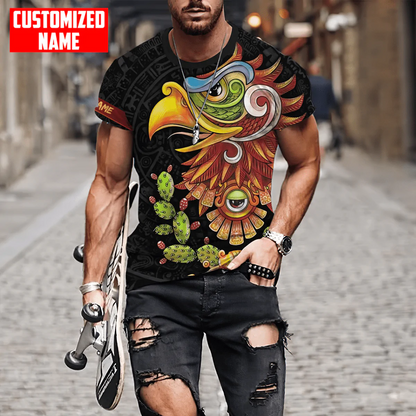 Personalized Name Mexican Eagle Aztec Shirt Mexico Ollin Eye 3D T Shirts TO1577