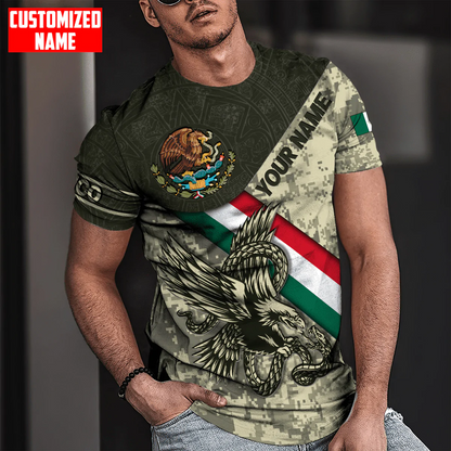 Personalized Mexico Eagle Camoflauge Flag Pattern Shirt Mexican Shirt Men Women TO1585