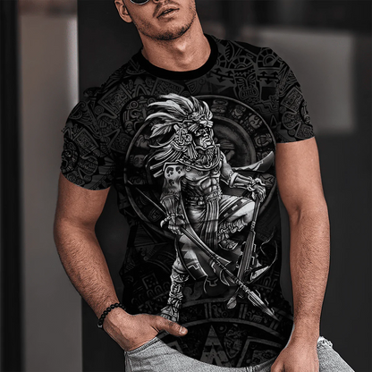 3D Black Aztec Warrior Mexican T Shirt Men Women TO1583