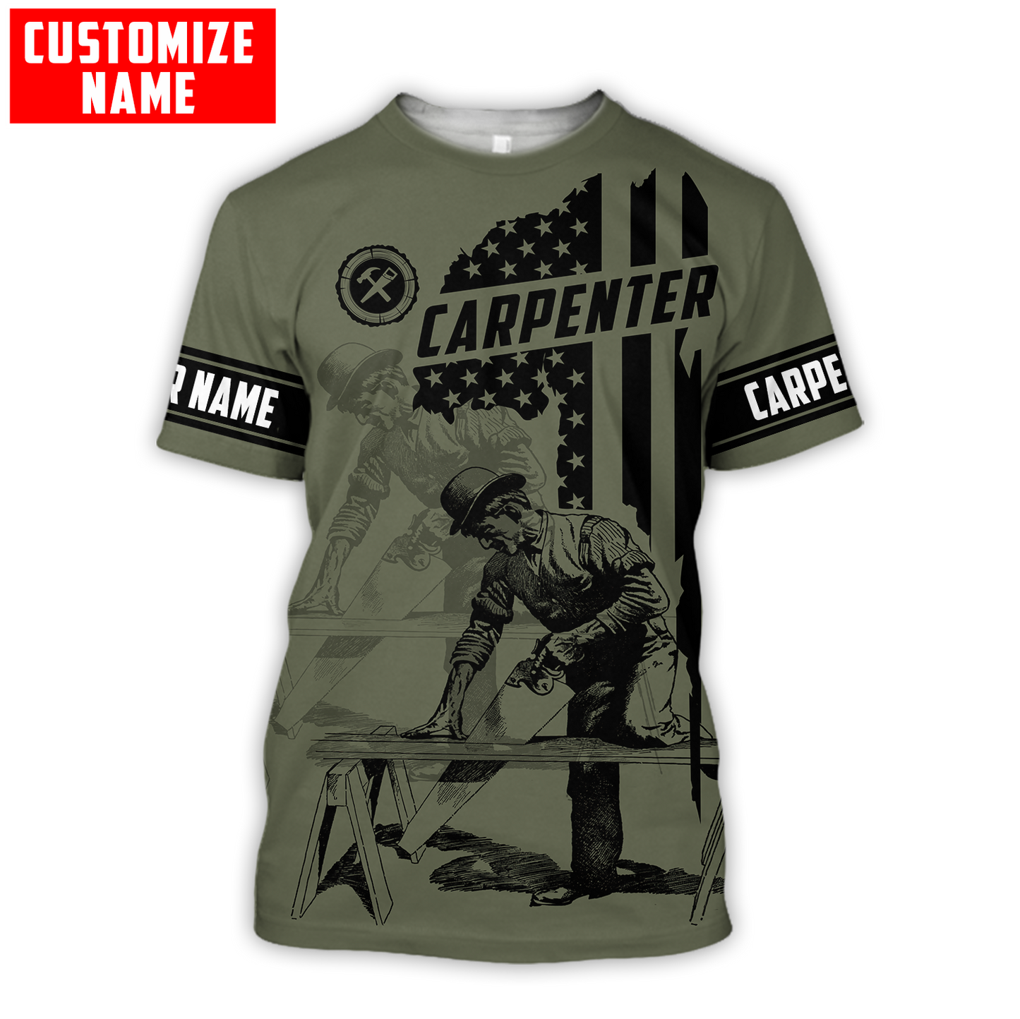 Customized Carpenter Shirt USA Flag Pattern Proud Work Shirt Carpenter Gifts TO1627