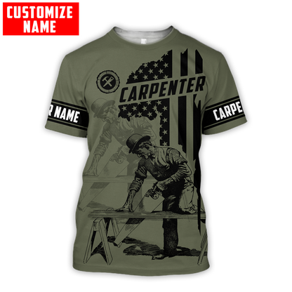 Customized Carpenter Shirt USA Flag Pattern Proud Work Shirt Carpenter Gifts TO1627