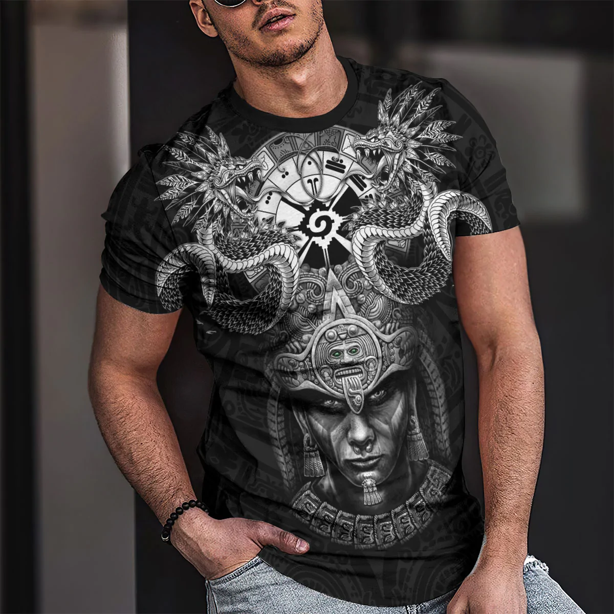 Aztec Warrior T Shirt Quetzalcoatl Hunab Ku Unisex Shirts TO1575