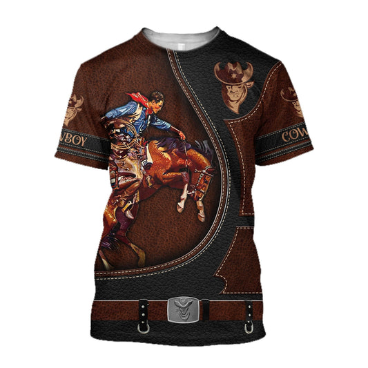 Cowboy Shirt Cow Boy Horse Riding Rodeo 3D Over Printed Unisex Premium Shirts TO1560