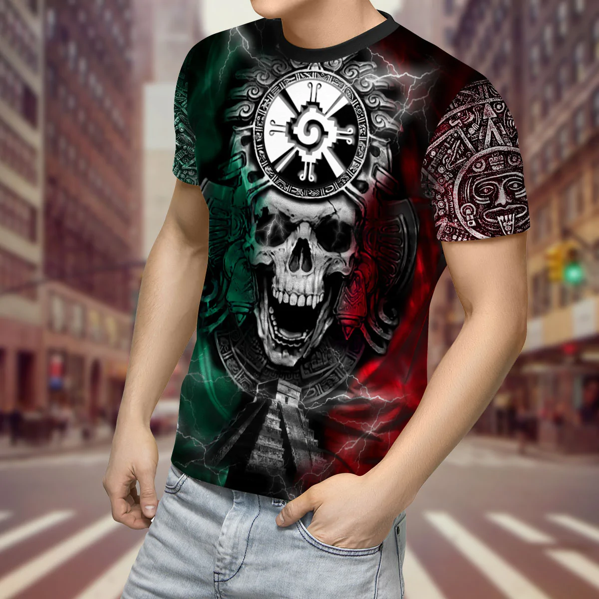 Mexico Aztec Shirt Mexican Maya Hunab Ku Skull 3D Full Printed Unisex Shirts TO1572