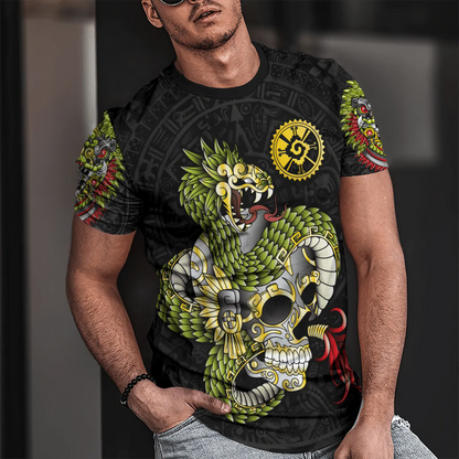 Aztec Skull Snake Quetzalcoatl Hunab Ku 3D All Over Printed Unisex Shirts TO1574