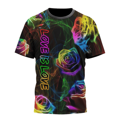 LGBT Rose Magic Light Love Is Love Smoke 3D Unisex Shirt, Gift for LGBT Shirt, Pride LGBT LO0954