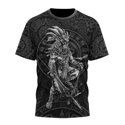 3D Black Aztec Warrior Mexican T Shirt Men Women TO1583