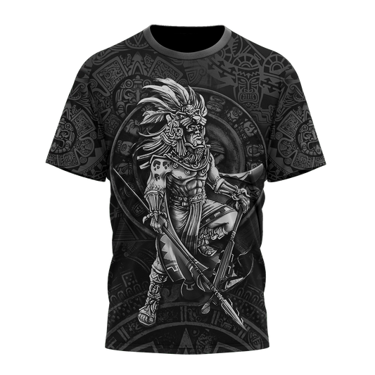 3D Black Aztec Warrior Mexican T Shirt Men Women TO1583