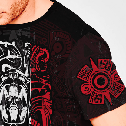 Lasfour Unisex Aztec Shirt Ancient Aztec Maya Ceremony Mask 3D T Shirt TO1569