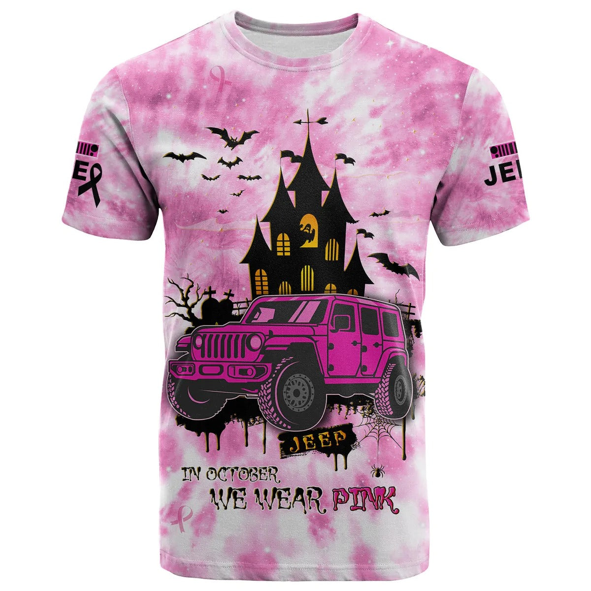 JEE Car Breast Cancer Shirt. T Shirt Tie Dye Halloween In October We Wear Pink TO2585