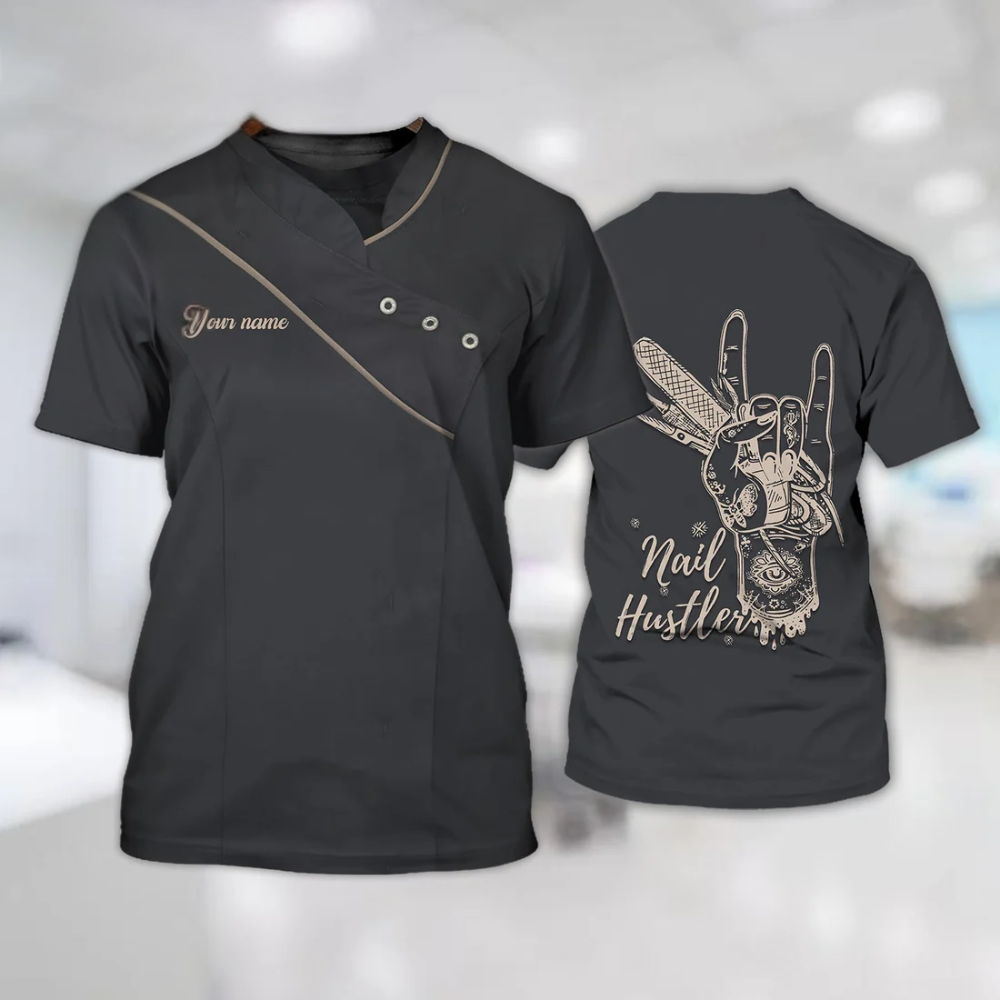 Personalized Nail Hustler 3D Black T Shirt, Nail Shirt For Men Women TO0942