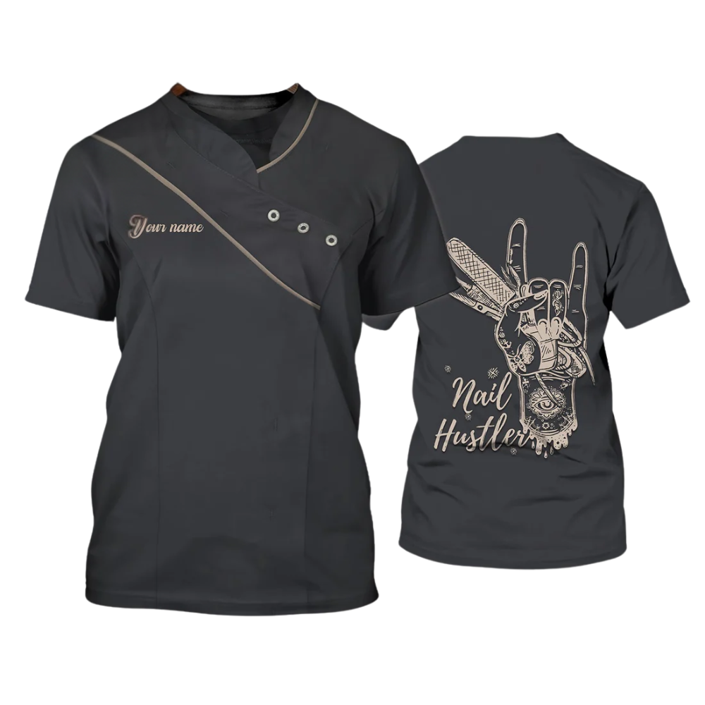 Personalized Nail Hustler 3D Black T Shirt, Nail Shirt For Men Women TO0942