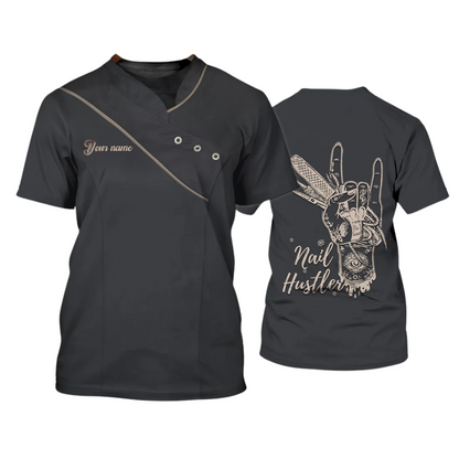 Personalized Nail Hustler 3D Black T Shirt, Nail Shirt For Men Women TO0942