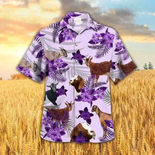 Goat Hibiscus Pattern Hawaiian Shirt, Goat Hawaiian Shirt For Men Women HO4753