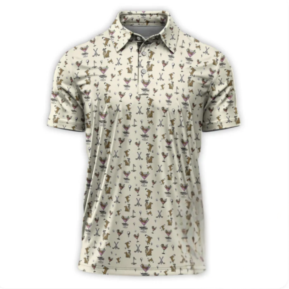 Weenies And Martinis Golf Polo Shirt For Men, Dachshund Cocktail Golf Shirts GZ0203