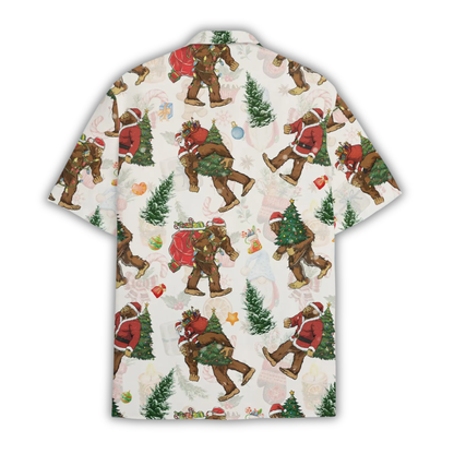 Bigfoot Christmas Tree Hawaiian Shirt For Men, Sasquatch Lover Christmas Hawaiian Shirt HE0888