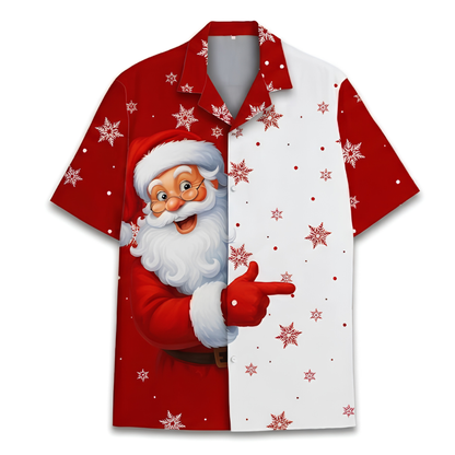 Santa Claus Funny Hawaiian Shirt Red White, Funny Christmas Hawaiian Shirt HE0890