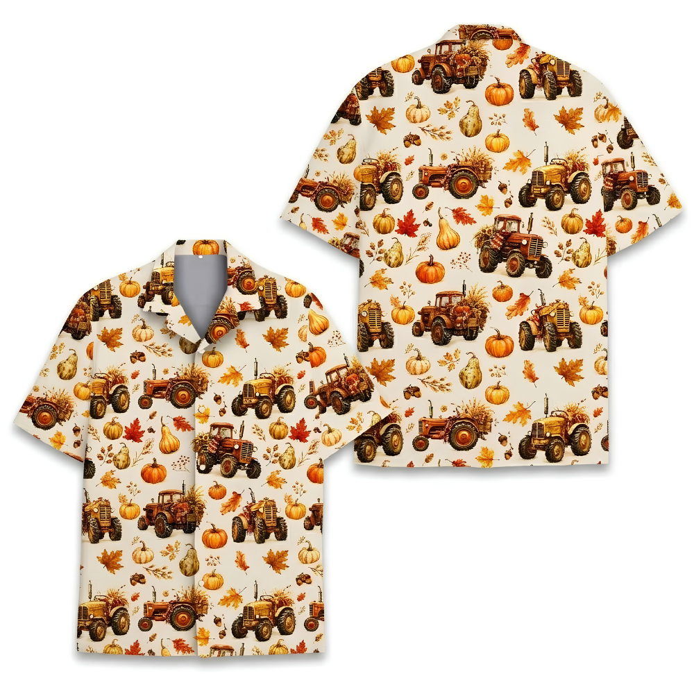 Tractor Pumpkin Hawaiian Shirt For Men Women, Tractor Thanksgiving Hawaiian Shirt HE0894