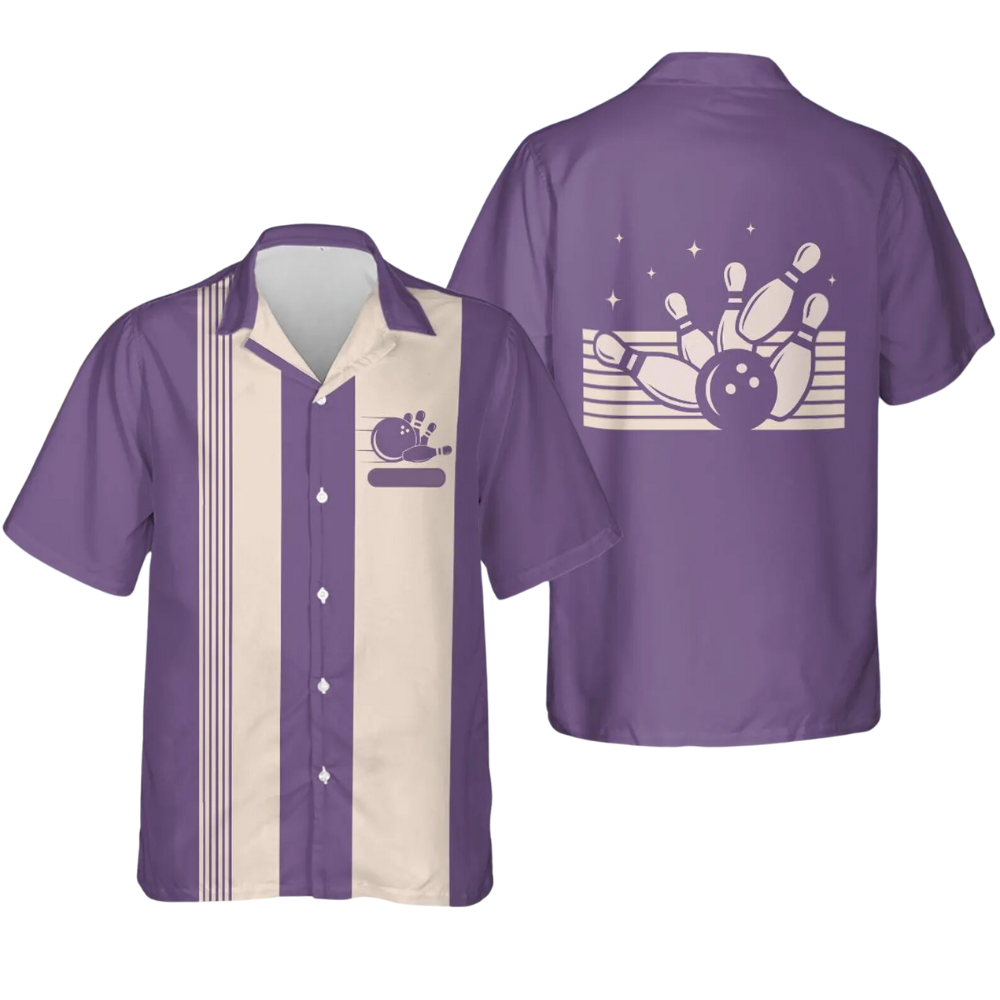 Vintage Custom Black Bowling Hawaiian Shirt For Men, Custom Vintage Bowling Team Shirts BE0047