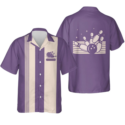 Vintage Custom Black Bowling Hawaiian Shirt For Men, Custom Vintage Bowling Team Shirts BE0047