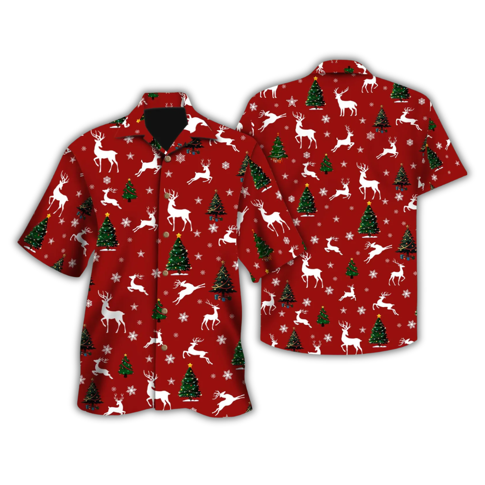 Reindeer Xmas Red Hawaiian Shirt For Men Women, Christmas Hawaiian Shirt HE0874