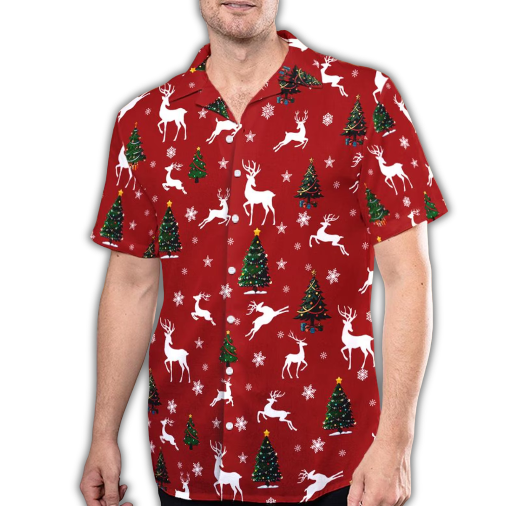 Reindeer Xmas Red Hawaiian Shirt For Men Women, Christmas Hawaiian Shirt HE0874
