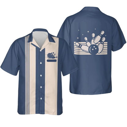 Vintage Custom Black Bowling Hawaiian Shirt For Men, Custom Vintage Bowling Team Shirts BE0047