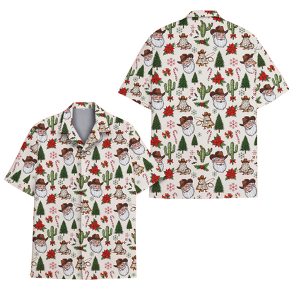 Cowboy Santa Christmas Hawaiian Shirt For Men, Western Christmas Hawaiian Shirt HE0878