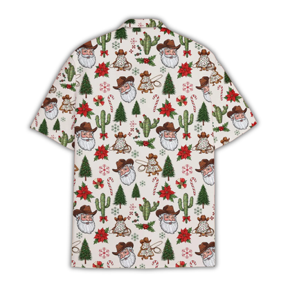 Cowboy Santa Christmas Hawaiian Shirt For Men, Western Christmas Hawaiian Shirt HE0878