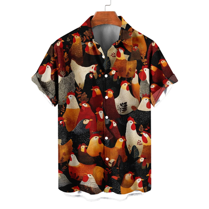 Rooster Chicken Hawaiian Shirt, Rooster Hawaiian Shirt HE0899