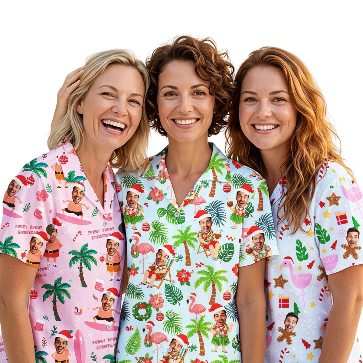 Custom Photo Christmas Tropical Hawaiian Shirt For Men Women, Custom Funny Faces Christmas Hawaiian Shirt HE0880