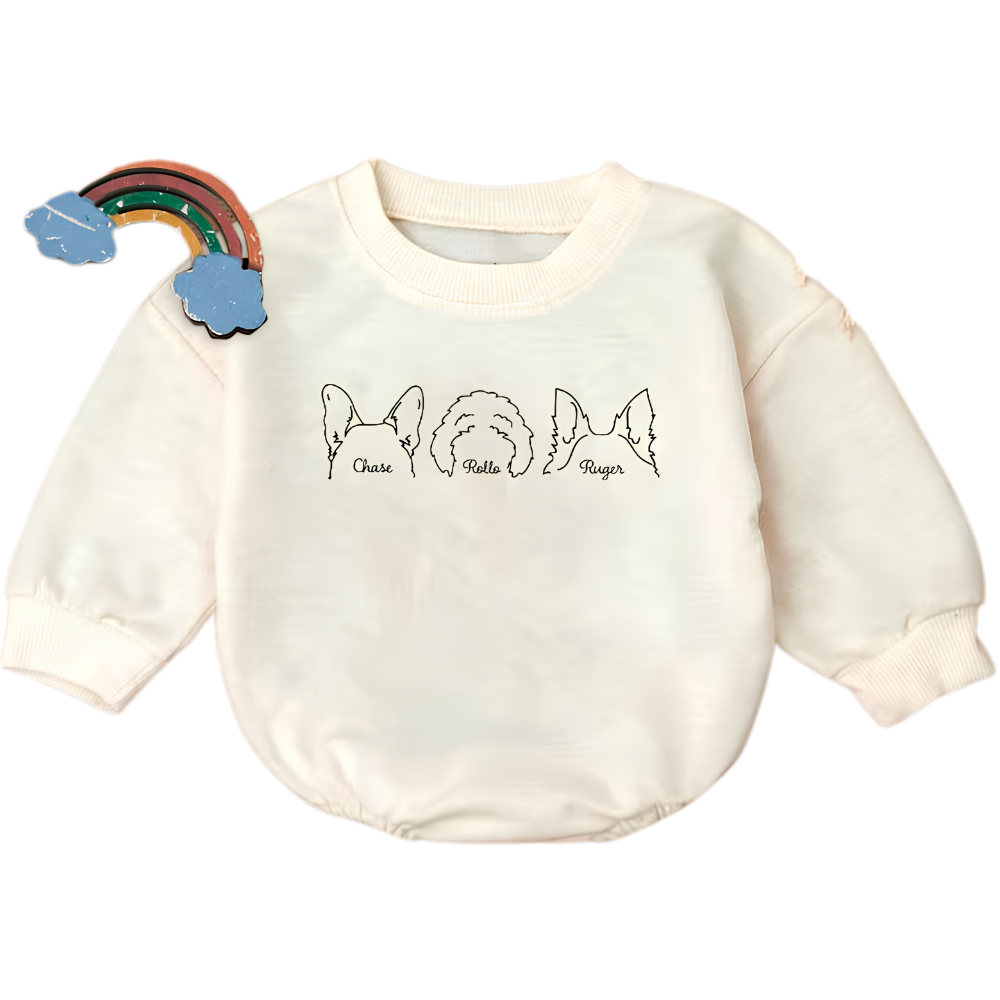 Custom Dog Ears Baby Romper Sweatshirt, Custom Dog Romper Baby Sweaters BB0460