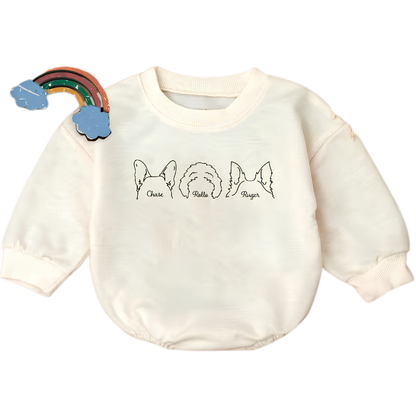 Custom Dog Ears Baby Romper Sweatshirt, Custom Dog Romper Baby Sweaters BB0460