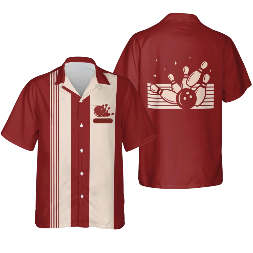 Vintage Custom Black Bowling Hawaiian Shirt For Men, Custom Vintage Bowling Team Shirts BE0047