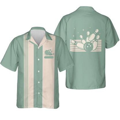 Vintage Custom Black Bowling Hawaiian Shirt For Men, Custom Vintage Bowling Team Shirts BE0047