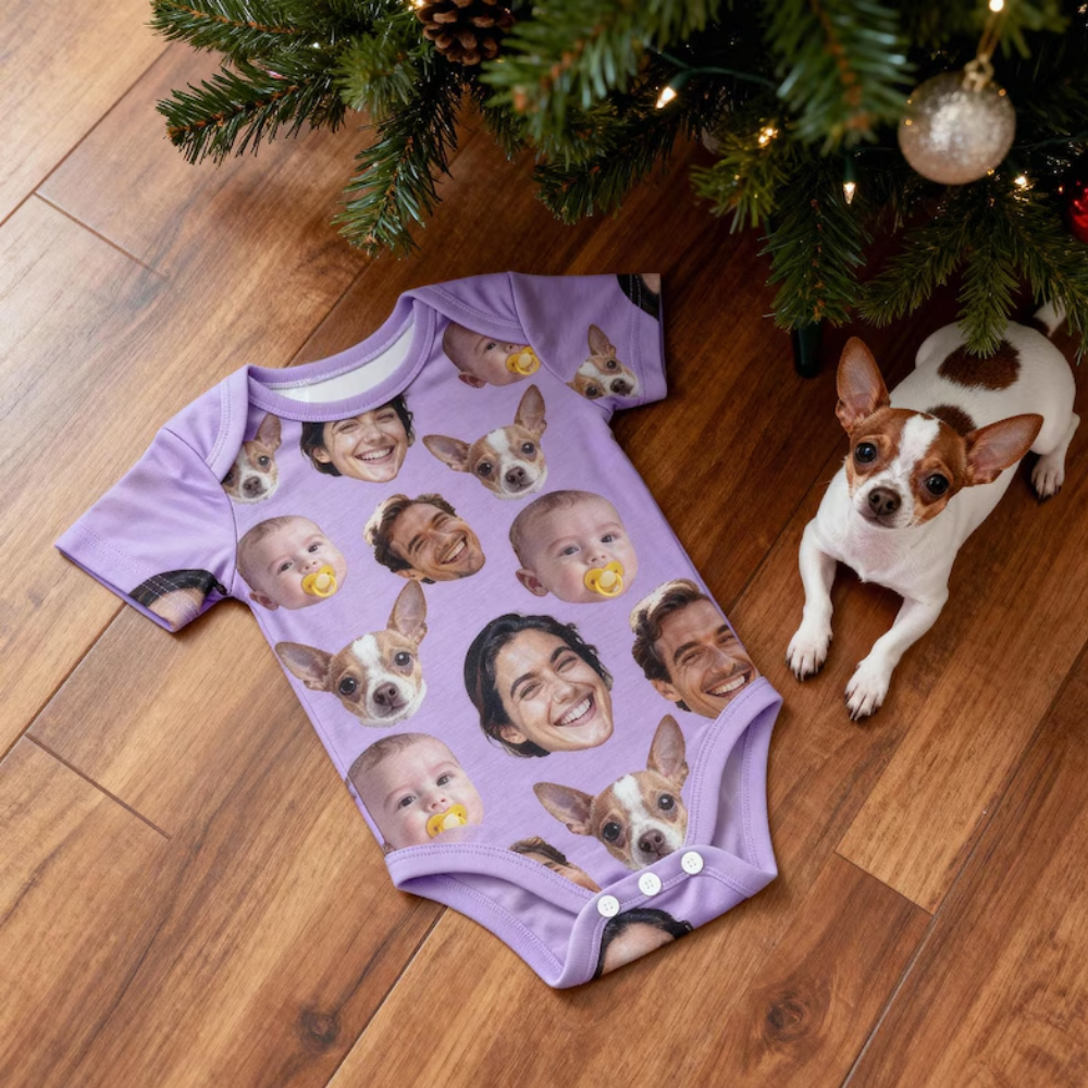 Custom Photo Funny Baby Bodysuit, Custom Baby Bodysuit With Face BB0308