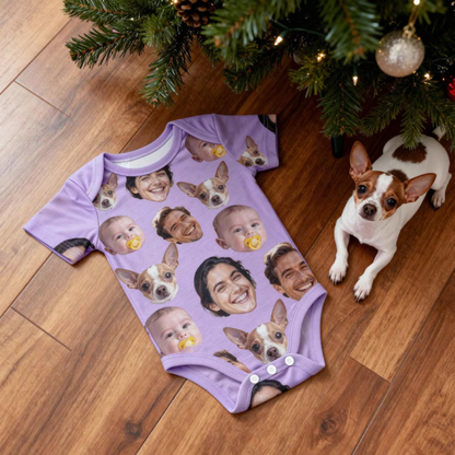 Custom Photo Funny Baby Bodysuit, Custom Baby Bodysuit With Face BB0308