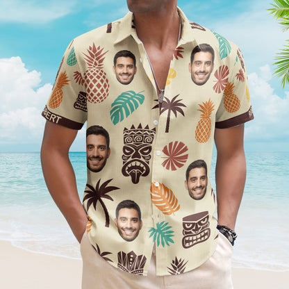 Tiki Pineapple Vintage Summer Aloha Shirts Custom Face - Custom Photo Hawaiian Shirts HA0046