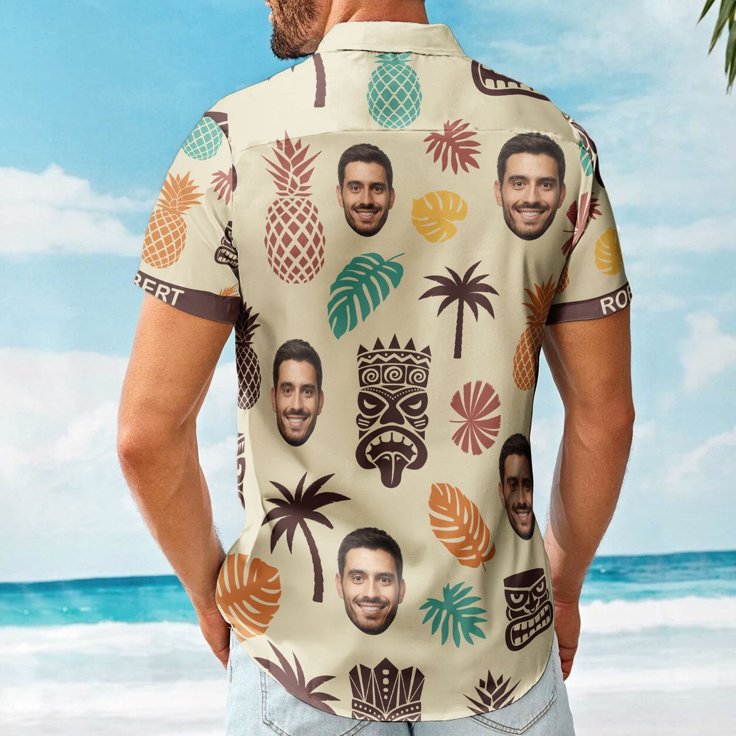 Tiki Pineapple Vintage Summer Aloha Shirts Custom Face - Custom Photo Hawaiian Shirts HA0046