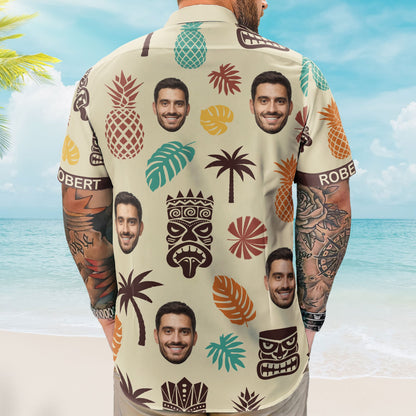 Tiki Pineapple Vintage Summer Aloha Shirts Custom Face - Custom Photo Hawaiian Shirts HA0046