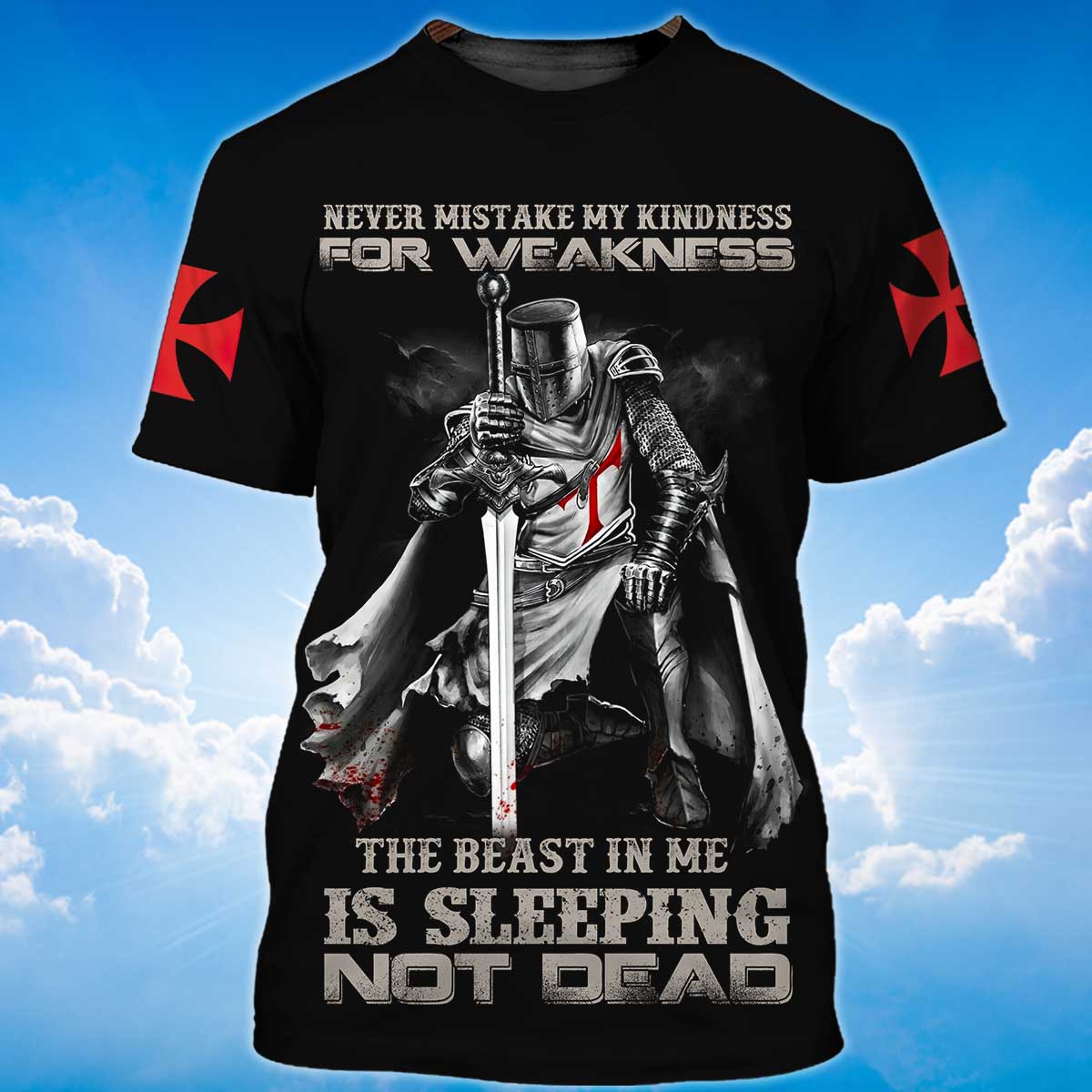 3D All Over Print Black Knights Templar Shirt The Beast In Me Is Sleeping Not Dead T Shirt TO1394