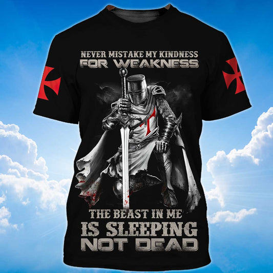 3D All Over Print Black Knights Templar Shirt The Beast In Me Is Sleeping Not Dead T Shirt TO1394