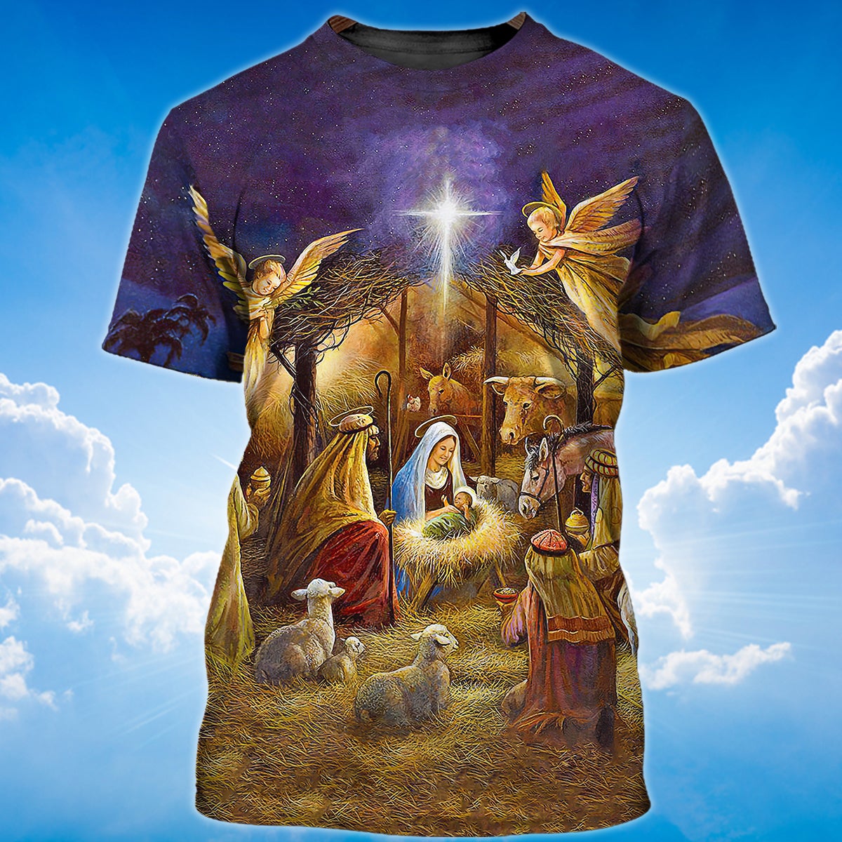 When God Was Born T Shirt 3D God Shirt For Noel Christmas TO1396