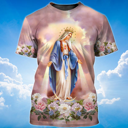 3D Full Printed Virgin Mary Of Grace T Shirt Lasfour TO1378