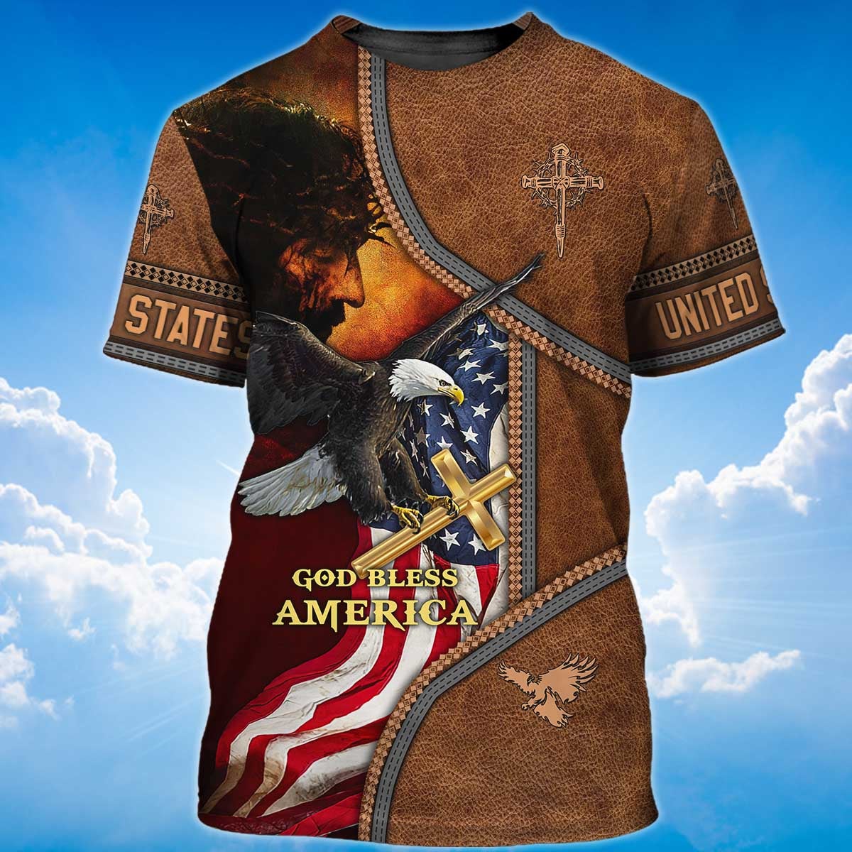 God Bless America Eagle America Flag T Shirt God Bless Shirts TO1434