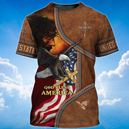 God Bless America Eagle America Flag T Shirt God Bless Shirts TO1434