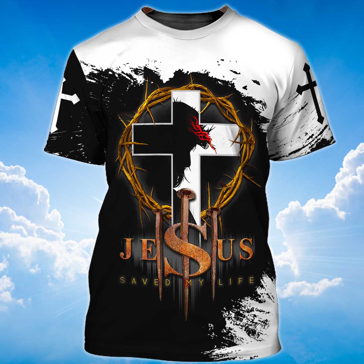 White And Black Color Christian Jesus T Shirt Jesus Christ Saved My Life Shirts Lasfour TO1377