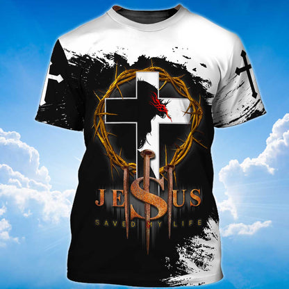 White And Black Color Christian Jesus T Shirt Jesus Christ Saved My Life Shirts Lasfour TO1377