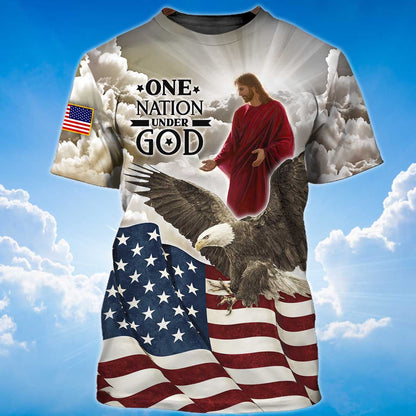 One Nation Under God Shirt Eagle America Flag T Shirt Gift For Independence Day TO1432