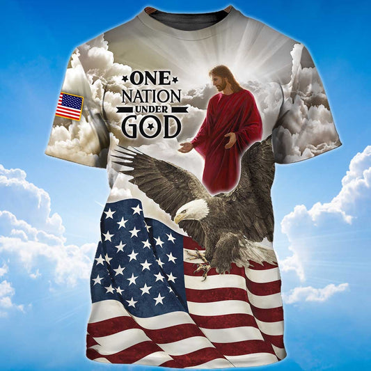 One Nation Under God Shirt Eagle America Flag T Shirt Gift For Independence Day TO1432